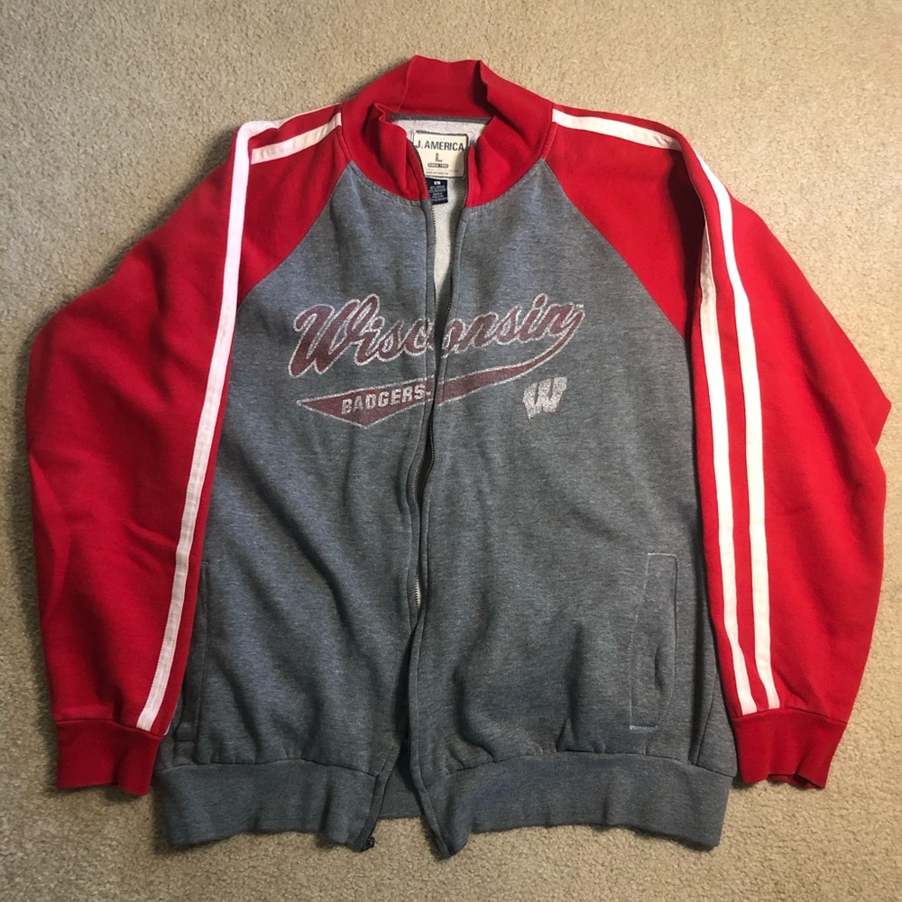 J America Wisconsin Badgers Full ZIP Sweatshirt